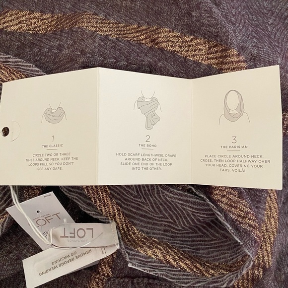 Loft Brown and Gold Infinity Scarf NWT - Picture 4 of 5